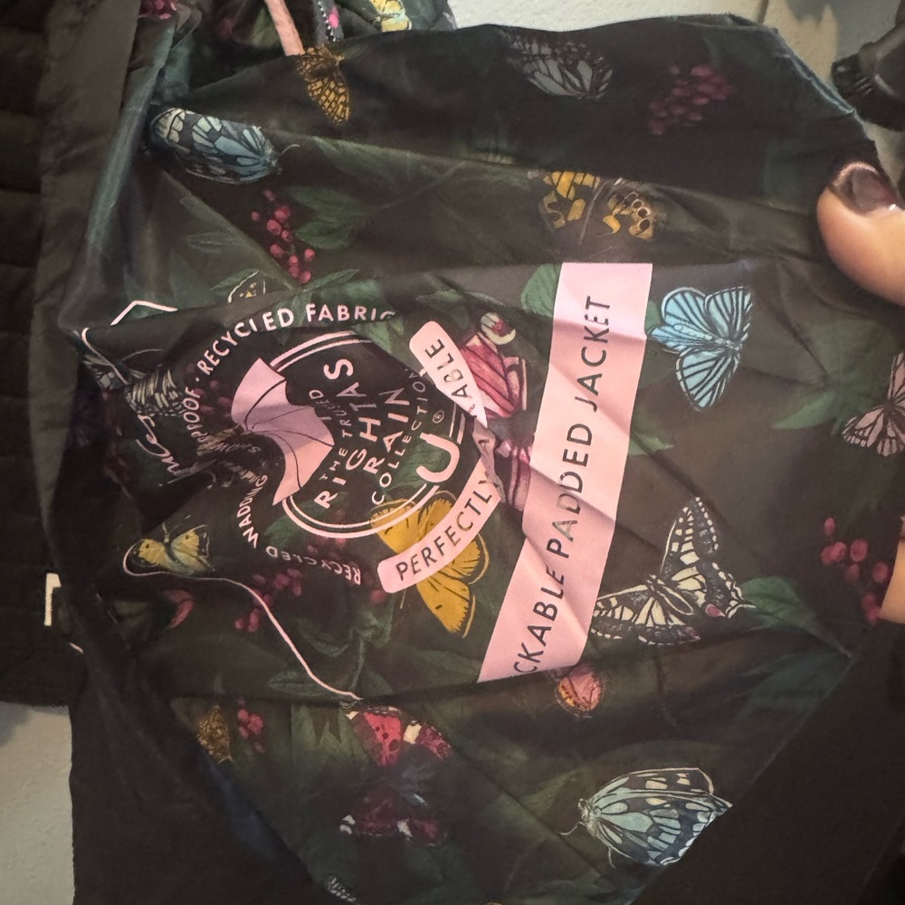 Joules Floral Puffer Jacket - Black with Multicolor Accents - Picture 8 of 8